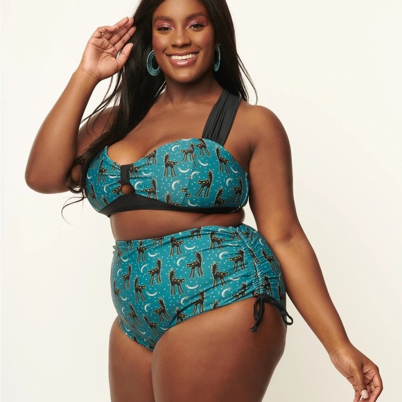 Unique Vintage Blue and spooky cat bikini high waist - Picture 9 of 10